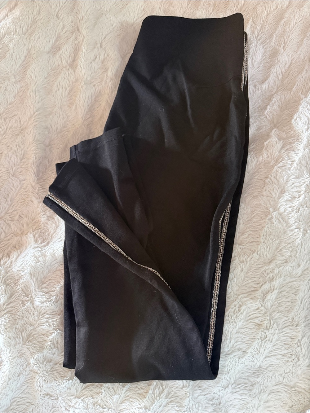 Elie Tahari Black Leggings with Silver Side Trim